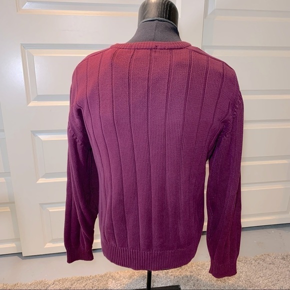 Vintage Eddie Bauer Knit Sweater Pullover Men XL Burgundy Long Sleeve Preppy - Picture 7 of 10